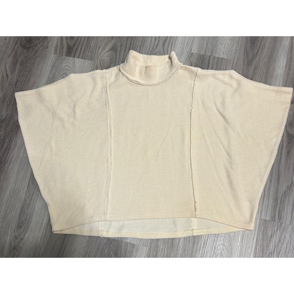 UMGEE Cream Ribbed Mock Neck Dolman‎ Sleeve Cropped Sweater Top Size M